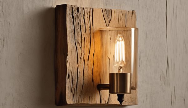 Ajoutez une applique murale rustique en bois pour un éclairage chaleureux